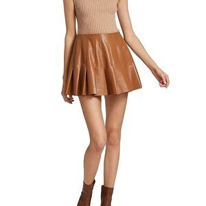 Alice + Olivia Carter Vegan Leather Pleated Miniskirt